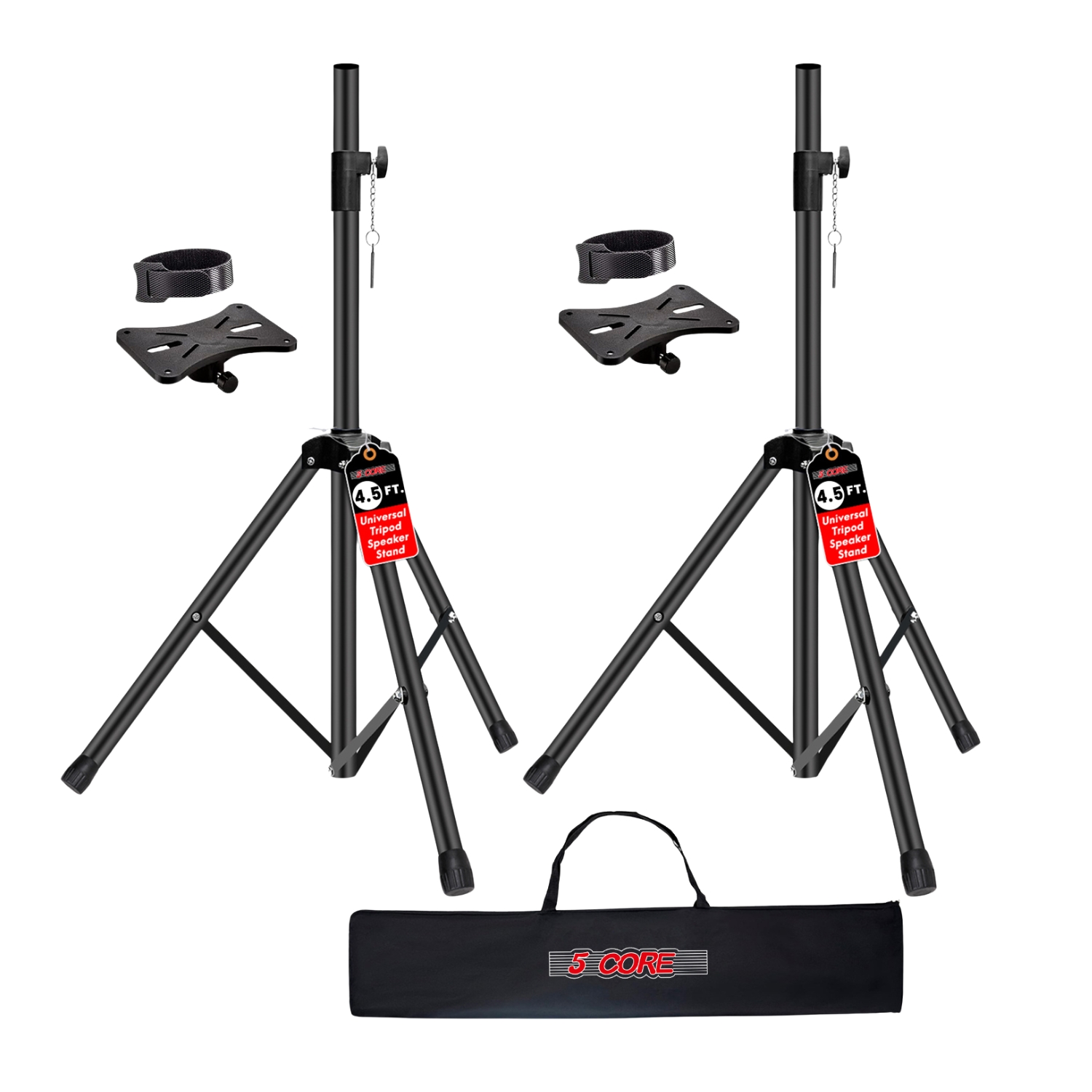 Speaker Stand Tripod - 5コアスピーカースタンド、調整可能31～54インチ、PA/DJ用三脚スタンド、ヘビーデューティー、35mmインサート付き、耐荷重132ポンド