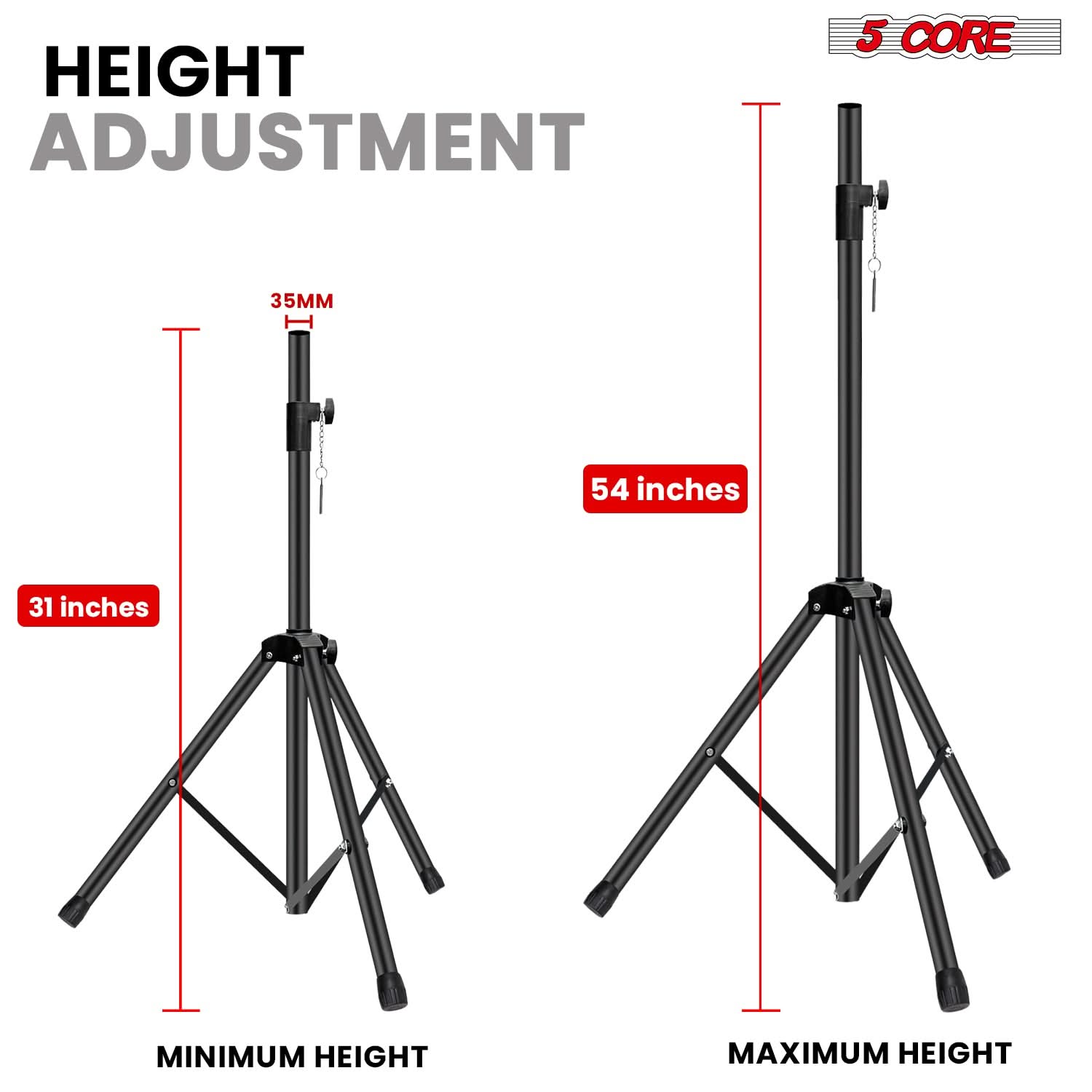 5コアスピーカースタンド、調整可能31～54インチ、PA/D - Speaker Stand Tripod のレビューと価格
