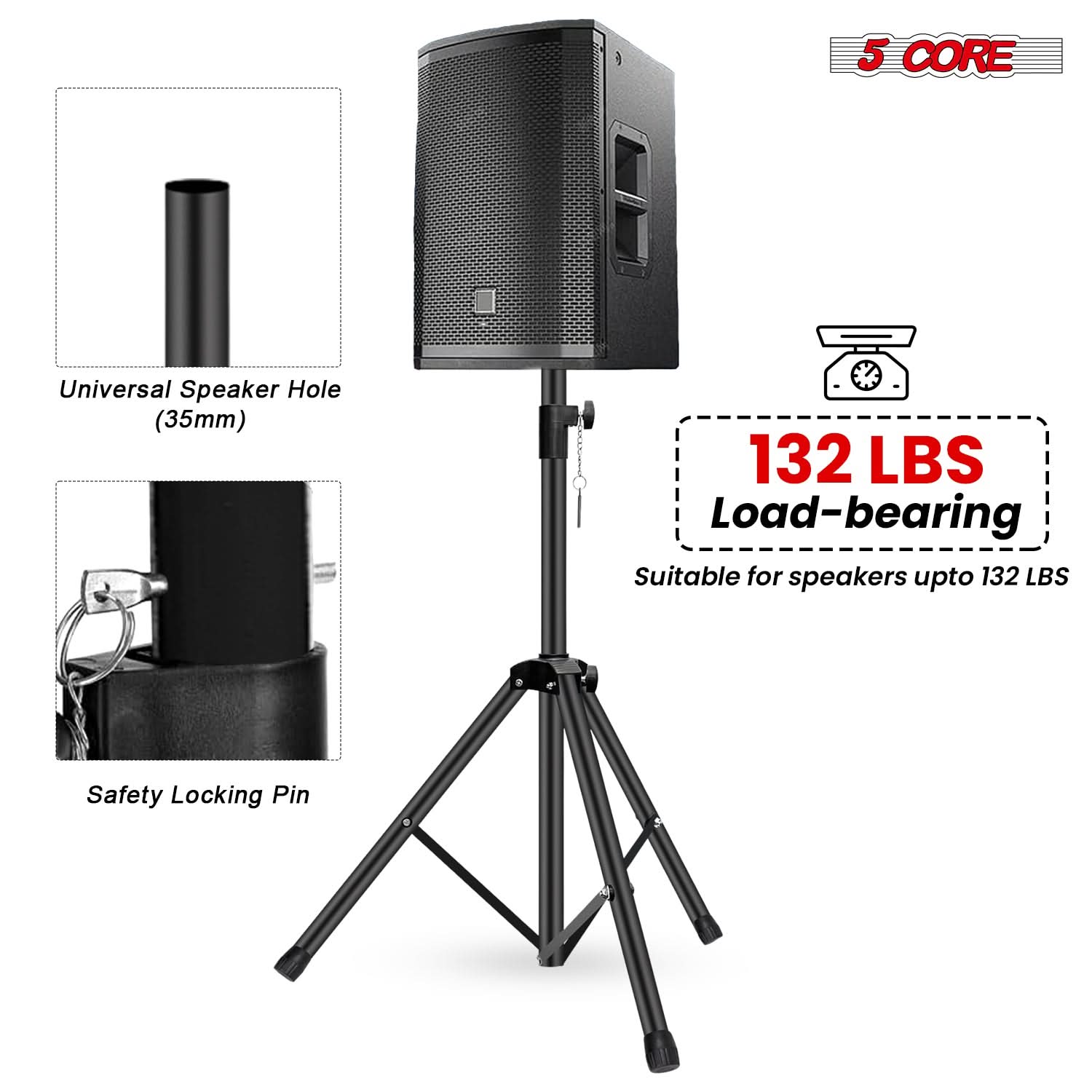 5コアスピーカースタンド、調整可能31～54インチ、PA/D - Speaker Stand Tripod のレビューと価格