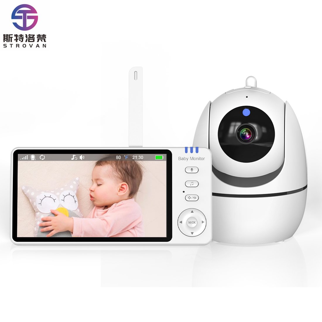 720P HD ワイヤレスビデオベビーモニター 5.0インチ - Audiovision Music Player のレビューと価格