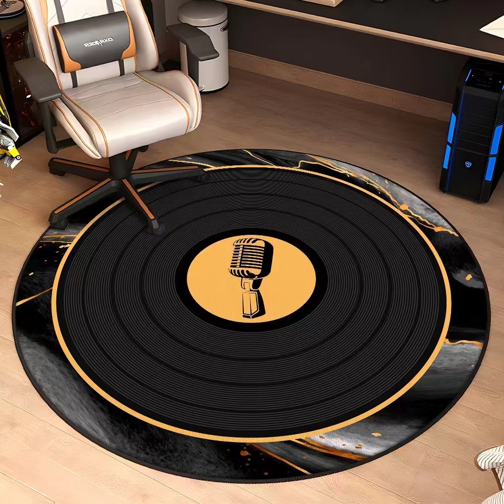 音楽をテーマにしたパターンが施された丸いドアマット - ビニ - Audio Vibes Music のレビューと価格